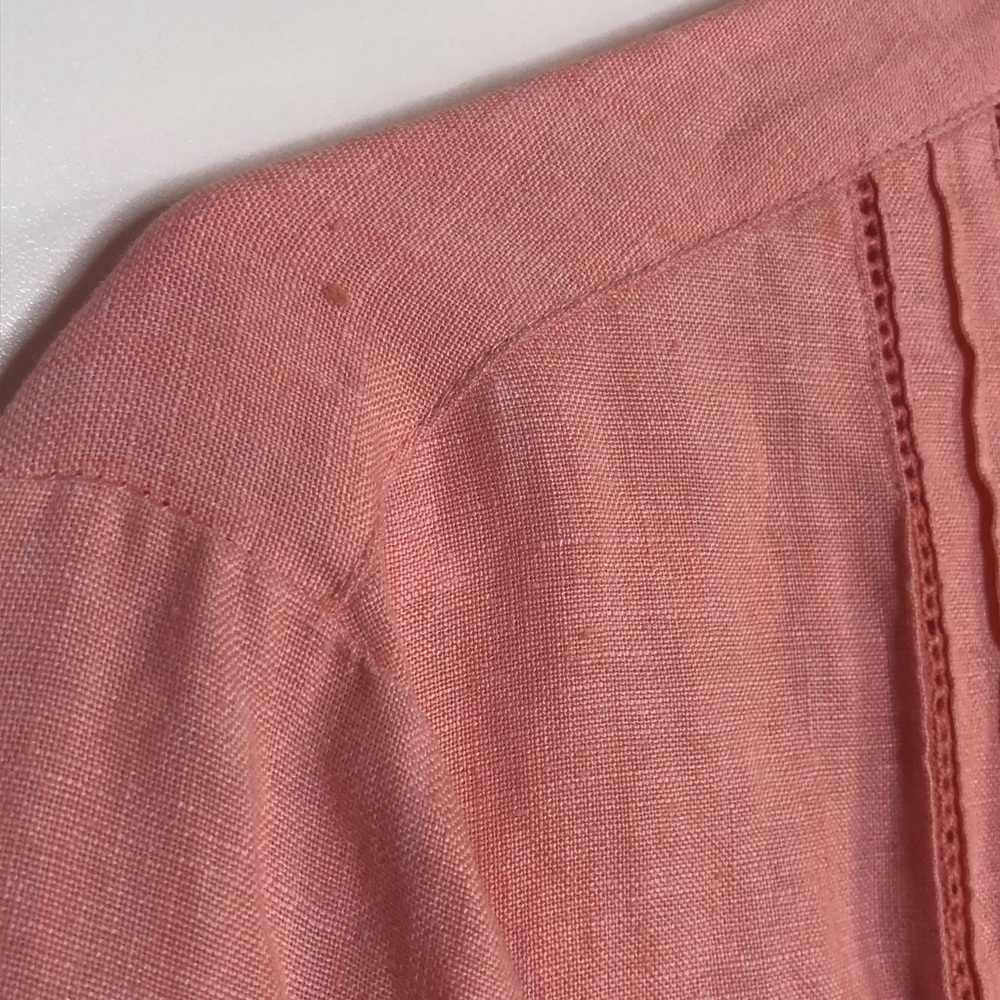 Liz Claiborne Liz Sport Pink Lagenlook 100% Linen Button Down Size Medium - Picture 7 of 9